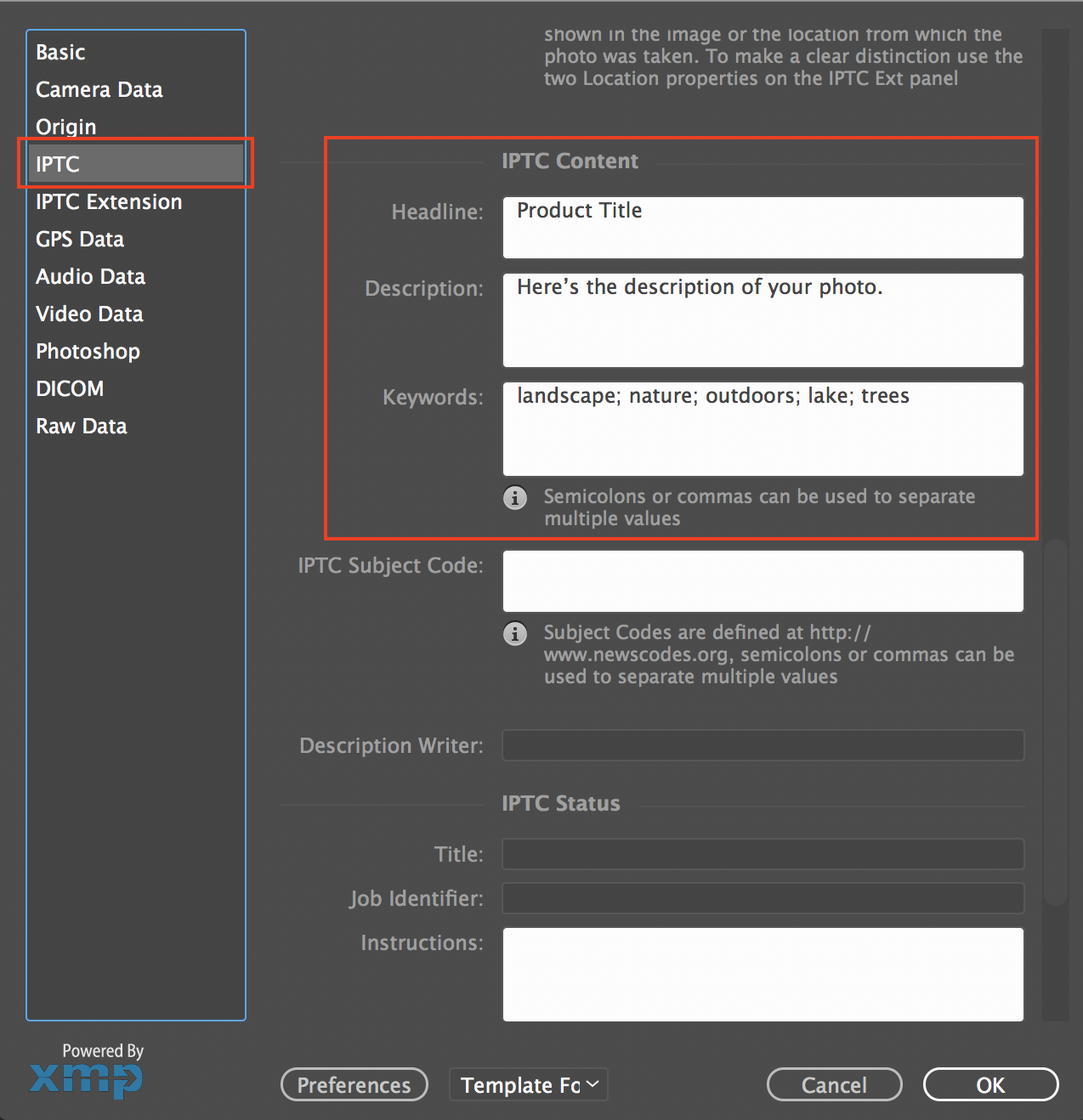 change image metadata